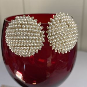 Large vintage multi pearl bead disc earrings